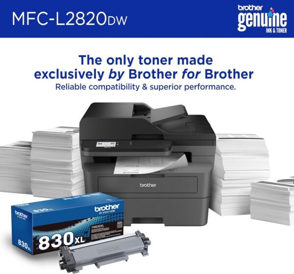 81htRvqqnFL._AC_SL1500_.jpg Brother MFC-L2820DW Wireless Compact Monochrome All-in-One Laser Printer with Copy, Scan and Fax, Duplex, Black & White | Includes Refresh Subscription Trial(1), Amazon Dash Replenishment Ready