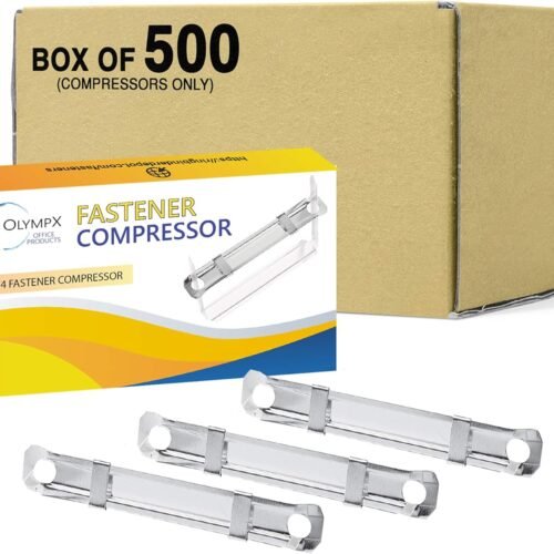 OLYMPX 500 Pcs of Prong Paper Fastener Compressors for Standard 2-Hole Punch, Works with 1 Inch - 3.5 Inch Capacity, 2.75 Inch Center for Paper Fastener Prong Bases, Bulk-Packed