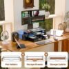Simple Trending 2 Tier Metal Monitor Stand Monitor riser and Computer Desk Organizer with Drawer and Pen Holder for Laptop, Computer, iMac, Black