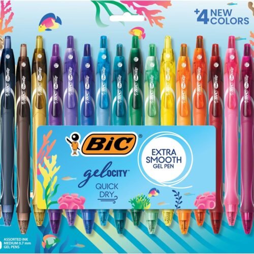 BIC Gelocity Quick Dry Ocean Themed Gel Pens, Medium Point (0.7mm), 16-Count Gel Pen Set, Colored Gel Pens for Note Taking and Journaling