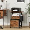 2 Drawer File Cabinet with 24'' Extended Desktop, Mobile Filing Cabinet, Rolling File Cabinet with Side Bag, Fabric Drawer, Fits A4/Letter Size, Printer Stand Home Office, Light Brown
