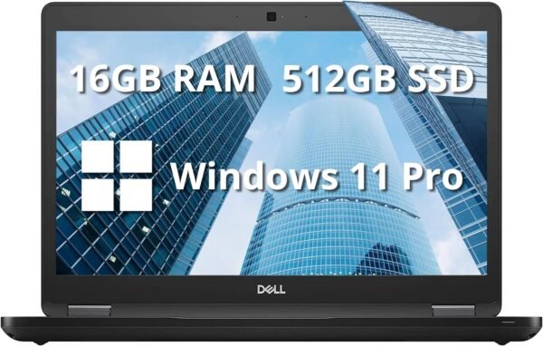 Dell Latitude 5490 14" FHD Business Laptop, Intel i5-8350U Processor, 16GB RAM, 512GB PCIe SSD, ‎Intel UHD Graphics, Backlit Keyboard, HD Webcam, Win 11 Pro, Black(Renewed)