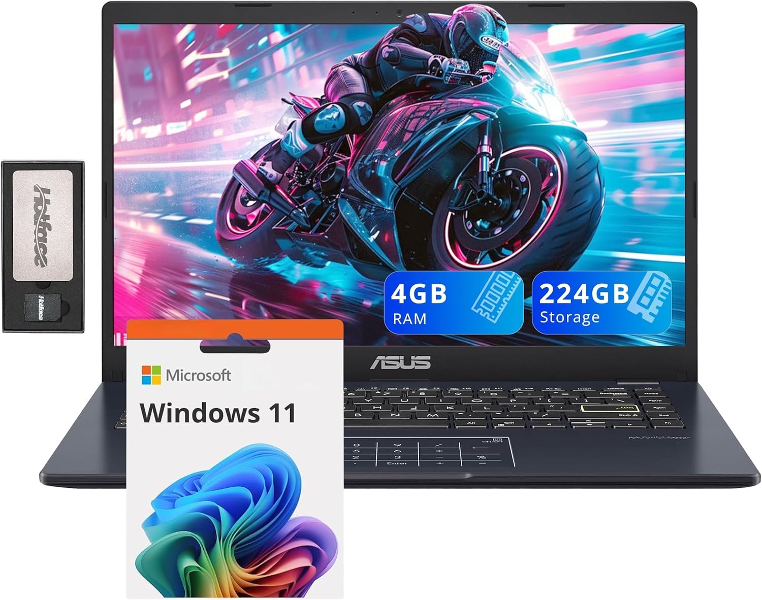 ASUS 14" FHD Laptop, Intel Pentium N6000 Processor, 4GB RAM, 224GB Storage(64GB eMMC+160GB Docking Station Set), Intel UHD Graphics, Webcam, Bluetooth, Win 11, Star Black
