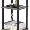 Furinno Just 3-Tier Turn-N-Tube End Table / Side Table / Night Stand / Bedside Table with Plastic Poles, 1-Pack, French Oak Grey/Black