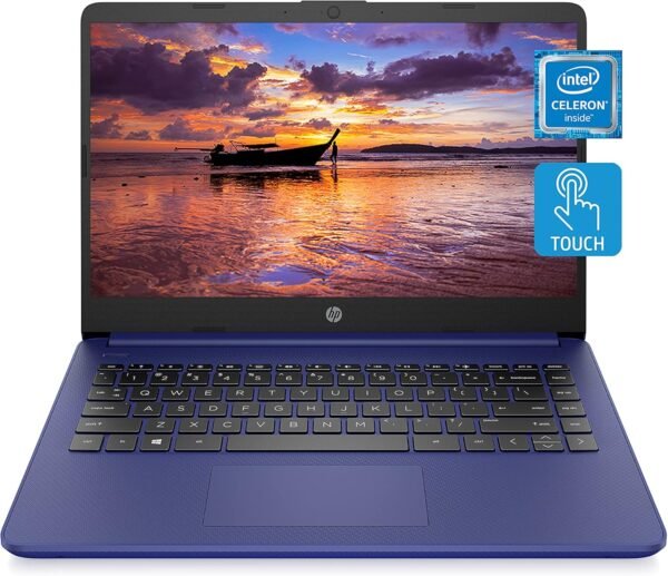 HP 14 Laptop, Intel Celeron N4020, 4 GB RAM, 64 GB Storage, 14-inch HD Touchscreen, Windows 11 Home, Thin & Portable, 4K Graphics, One Year of Microsoft 365 (14-dq0050nr, Indigo Blue)