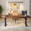 Tribesigns 70.8-Inch Executive Desk, Large Computer Office Desk Workstation, Modern Simple Style Laptop Desk Study Writing Table Business Furniture for Home Office (Brown/Black, 70.8 Inch)