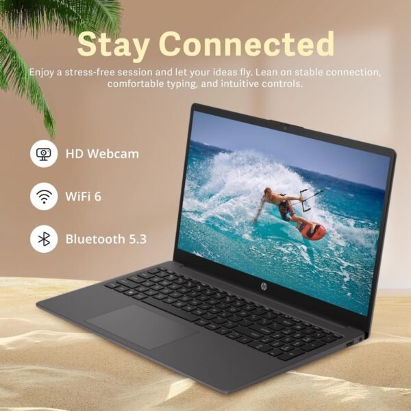 HP 255 G10 Business Laptop, 15.6" FHD Display, AMD Ryzen 5 7530U, 32GB RAM, 1TB PCIe SSD, Numeric Keypad, Webcam, HDMI, Wi-Fi 6, Windows 11 Pro, Grey