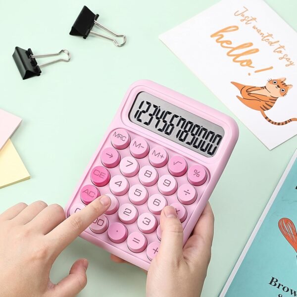 Mr. Pen Mechanical Switch Calculator - 12 Digit Large LCD Display, Pink with Big Buttons