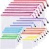 24pcs Mesh Zipper Pouch Bags - 8 Sizes Plastic Zipper Pouches for Organization, Mesh Bags with Zipper, Waterproof Clear Travel Pouches, UMETDO File Bag with Zipper for Office Supplies