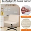 FDW Criss Cross Chair Armless Cross Legged Office Desk Chair Adjustable Swivel Ergonomic Desk Chair No Wheels U Shaped Backrest with Wide Seat Native Sponge Computer Task Vanity Chair for Home Office