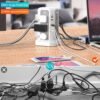 Surge Protector Power Strip Tower with USB C Port(PD18W),10FT Extension Cord with 12 AC Outlets 5 USB Charging Ports, PASSUS Power Tower Surge Protection for Home Office DormRoom