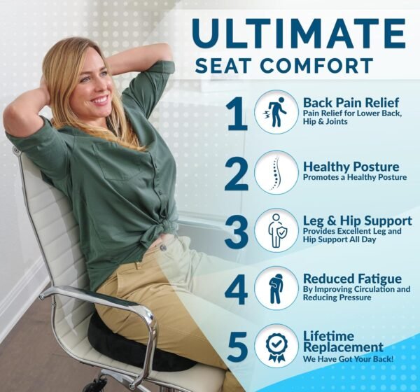 ComfiLife Premium Gel & Memory Foam Seat Cushion – Doctor Recommended Office Chair Cushion, Car Seat Cushion – Chair Cushions for Back & Sciatica Pain Relief – Seat Cushions for Office & Desk (Black)