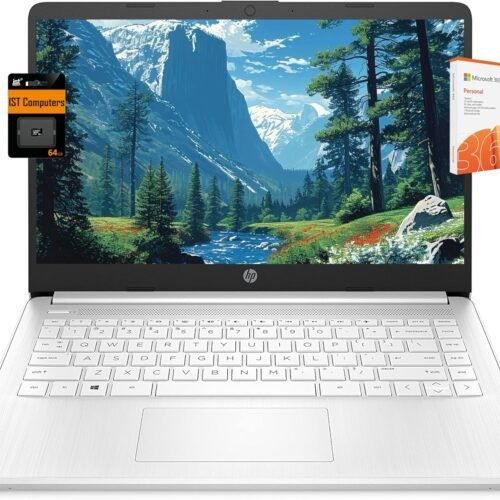 HP 14" Ultra Light Laptop for Student & Home (Intel Quad-Core N4120, 4GB RAM, 128GB(64GB + 64GB SD), 1-Year Office 365) 11-Hr Long Battery Life, Webcam, WiFi, Win 11 Home in S Mode - Snow White