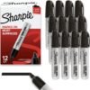 Sharpie King Size Permanent Marker Set, Chisel Tip, Thick Poster Markers, Heavy Duty For Work & Industrial Use, Black, 12 Count - High Capacity Ink Supply, For Paper, Metal, Plastic, And More