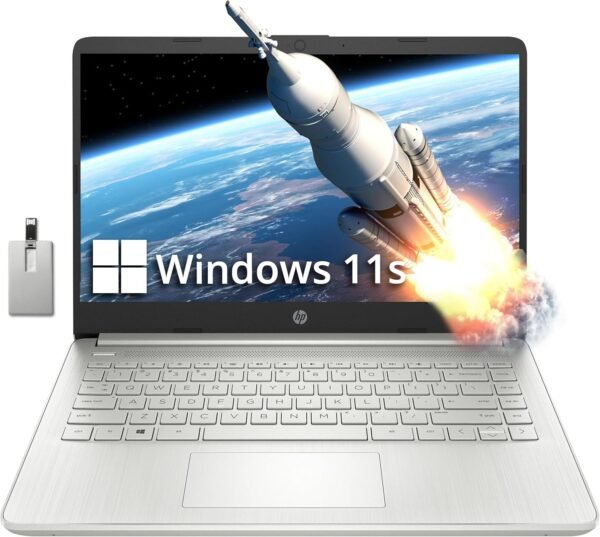 HP Stream 14" HD BrightView Laptop, Intel Celeron N4120, 16GB RAM, 256GB Storage (128GB eMMC + 128GB USB Card), Intel UHD Graphics, HD Camera, Fast Charge, 1 Year Office 365, Win 11 S, Silver