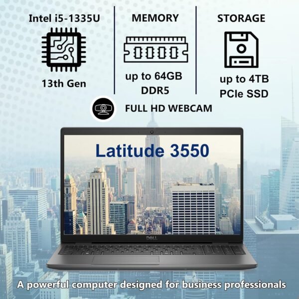 Dell Latitude 3550 Business Laptop Computer, 32GB DDR5 RAM, 1TB PCIe SSD, 13th Gen Intel 10-Core i5-1335U (Beat i7-1255U), 15.6" FHD, WiFi 6E, Bluetooth 5.3, USB4 Type-C, Windows 11 Pro