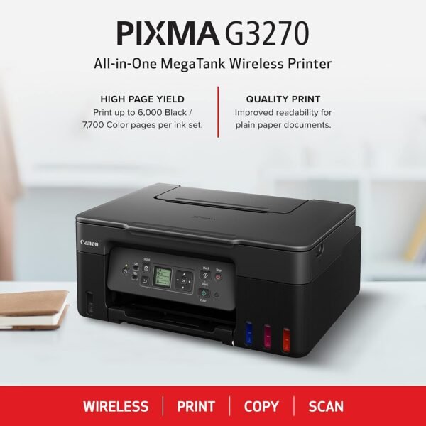 Canon MegaTank All-in-One Wireless Inkjet Printer. for Home Use, Print, Scan and Copy