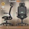 GABRYLLY Ergonomic Office Chair, High Back Home Desk Chair with Headrest, Flip-Up Arms, 90-120° Tilt Lock and Wide Cushion, Big and Tall Mesh Chairs for Man Woman, Black Task Chair