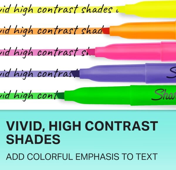 Sharpie Pocket Style Highlighters, Chisel Tip, Assorted Fluorescent, 12 Count - Quick Dry, Perfect For Studying, Note-Taking, School, College, Office, Student & Teacher Supplies