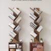 SUNMORY 6 Tier Tree Bookshelf, Small Bookcase with Storage Cabinet, Modern Tall Narrow Bookshelves Organizer, Floor Standing Book Shelf for Bedroom/Living Room/Home Office/Corner, Rustic Brown