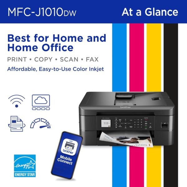 Brother MFC-J1010DW Wireless Color Inkjet All-in-One Printer with Mobile Device and Duplex Printing, Refresh Subscription and Amazon Dash Replenishment Ready