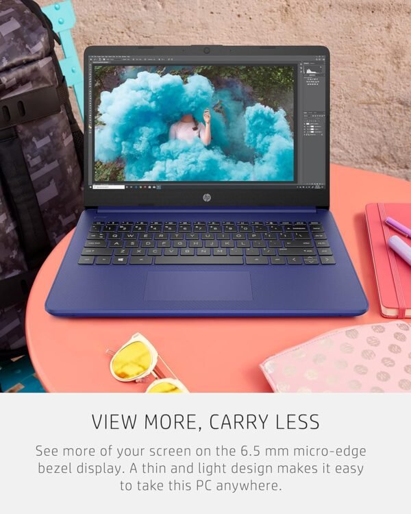 HP 14 Laptop, Intel Celeron N4020, 4 GB RAM, 64 GB Storage, 14-inch HD Touchscreen, Windows 11 Home, Thin & Portable, 4K Graphics, One Year of Microsoft 365 (14-dq0050nr, Indigo Blue)