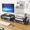Simple Trending 2 Tier Metal Monitor Stand Monitor riser and Computer Desk Organizer with Drawer and Pen Holder for Laptop, Computer, iMac, Black