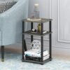 Furinno Just 3-Tier Turn-N-Tube End Table / Side Table / Night Stand / Bedside Table with Plastic Poles, 1-Pack, French Oak Grey/Black