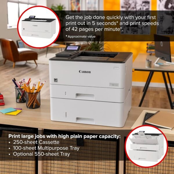 Canon imageCLASS LBP246dw - Monochrome Duplex, Wireless Laser Printer, Single Function, Mobile Ready, with 1 Year Limited Warranty, 42 PPM, White