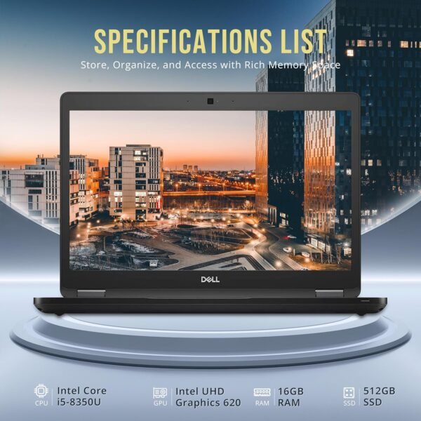 Dell Latitude 5490 14" FHD Business Laptop, Intel i5-8350U Processor, 16GB RAM, 512GB PCIe SSD, ‎Intel UHD Graphics, Backlit Keyboard, HD Webcam, Win 11 Pro, Black(Renewed)