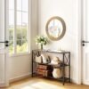 Hoctieon Industrial Console Table, 3 Tier Entryway Tables, Hallway Desk, Narrow Sofa Tables with Shelves, Entrance Table for Entryway, Living Room, Foyer, Hallway, Office, Rustic Brown&Black