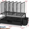 Simple Houseware Mesh Desk Organizer with Sliding Drawer, Double Tray and 5 Upright Sections, Black