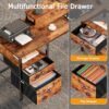 Furologee 66” L Shaped Desk with Power Outlet, Reversible Computer Gaming Desk with File Drawer & 2 Monitor Stands for Home Office with Storage Shelves, Rustic Brown