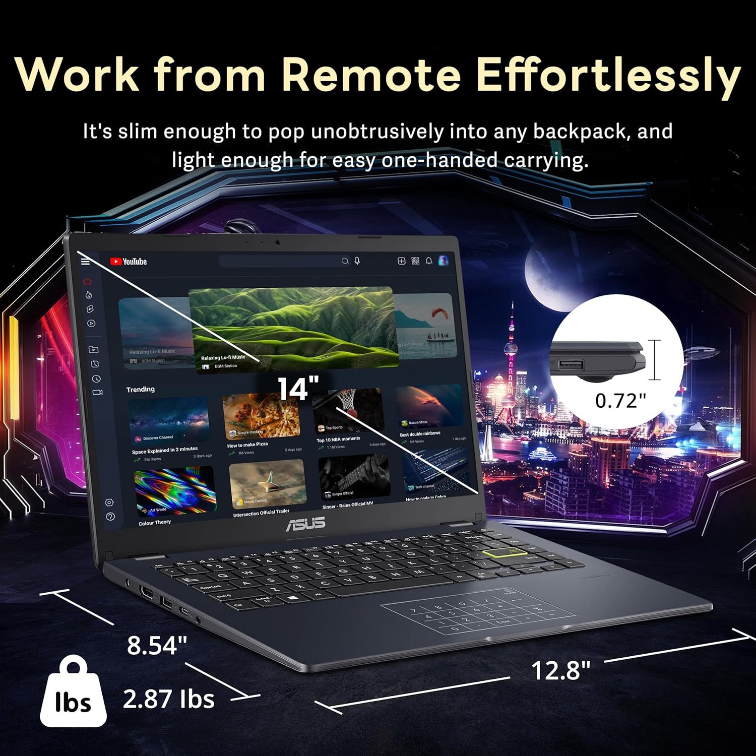 ASUS 14" FHD Laptop, Intel Pentium N6000 Processor, 4GB RAM, 224GB Storage(64GB eMMC+160GB Docking Station Set), Intel UHD Graphics, Webcam, Bluetooth, Win 11, Star Black - Image 7