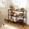 Hoctieon Industrial Console Table, 3 Tier Entryway Tables, Hallway Desk, Narrow Sofa Tables with Shelves, Entrance Table for Entryway, Living Room, Foyer, Hallway, Office, Rustic Brown&Black