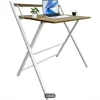 Folding Desk No Assembly Required Small Size, 2-Tier Foldable Computer Desk with Shelf for Home Office, Space Saving Portable,