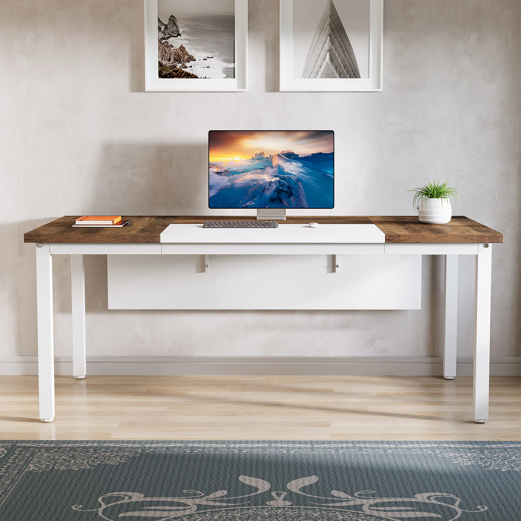 Tribesigns 55 inches Computer Desk, Home Office Desk Writing Table for Workstation - Image 5