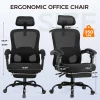 Office Chair: High Back Ergonomic W/ 3D Adjustable Lumbar, Headrest, Footrest, Reclining Mesh & Linkage Armrest
