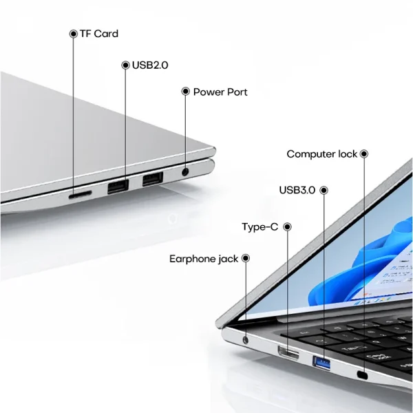 17.3 inch Laptop Computer Intel N5095 Windows 11 16GB DDR4 1TB SSD Fingerprint Unlock Gaming Laptop Backlit Computer Notebook PC