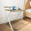 Folding Desk No Assembly Required Small Size, 2-Tier Foldable Computer Desk with Shelf for Home Office, Space Saving Portable,