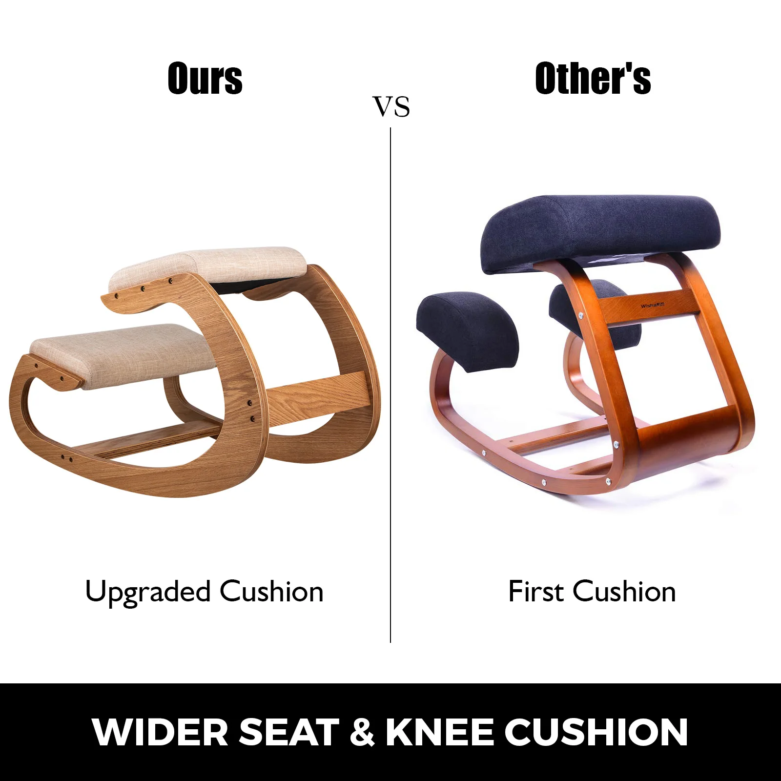 VEVOR Ergonomic Kneeling Chair Stool W/ Thick Cushion Home Office Chair Improving Body Posture Rocking Wood Knee Computer Chair - Image 5