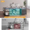 67" L Shaped Desk with Drawers, Computer Office Desk with Storage Shelves & Power Outlet, Reversible Gaming Desk with LED Lights