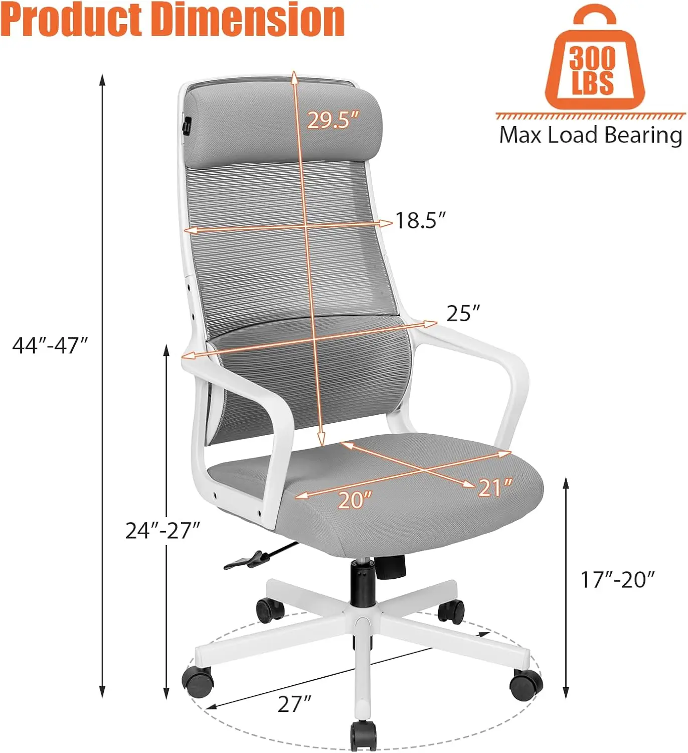 Giantex High Back Mesh Office Chair With Heating Headrest And Lumbar Support Armrest, Ergonomic Computer Desk Chair, Executive