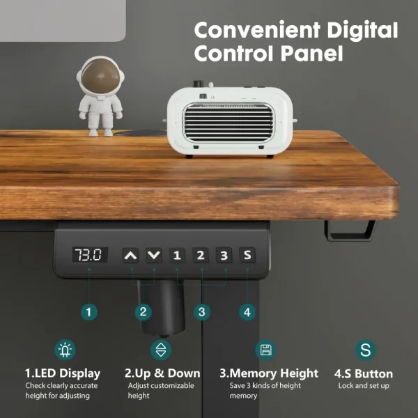 Electric Standing Desk, 63 x 24 Inch, Modern Style, Adjustable Height, 154 lbs Capacity, with Memory Presets, for Home Office