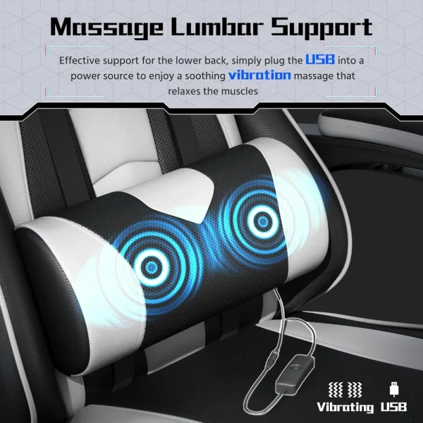 Office Chair, Chair w/ Massage Lumbar Support & Footrest Height Adjustable Ergonomic w/ Swivel Seat & Headrest, Office Chair