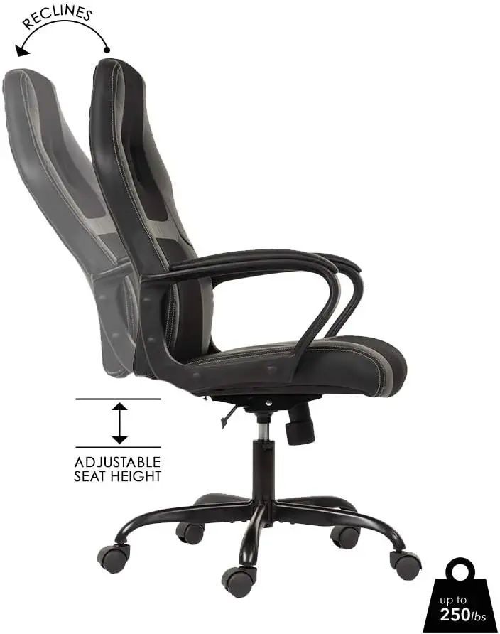 Office Chair Pc Gaming Chair Cheap Desk Chair Ergonomic Pu Leather Executive Computer Chair Lumbar Support For Women, Men (Bla) - Image 4
