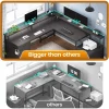 L Shaped Desk with 6 Drawer, 108" Home Office Desk with File Drawer & Power Outlet, Corner Computer Desk with Monitor Shelf