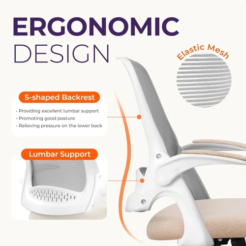 Neo Chair Office Desk Computer Gaming Chair With Ergonomic Lumbar Back Support Flip-Up Padded Armrest Adjustable Height And