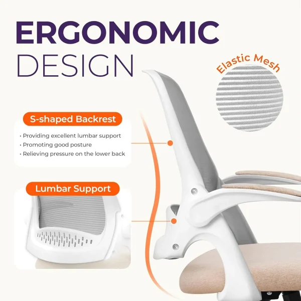 Neo Chair Office Desk Computer Gaming Chair With Ergonomic Lumbar Back Support Flip-Up Padded Armrest Adjustable Height And