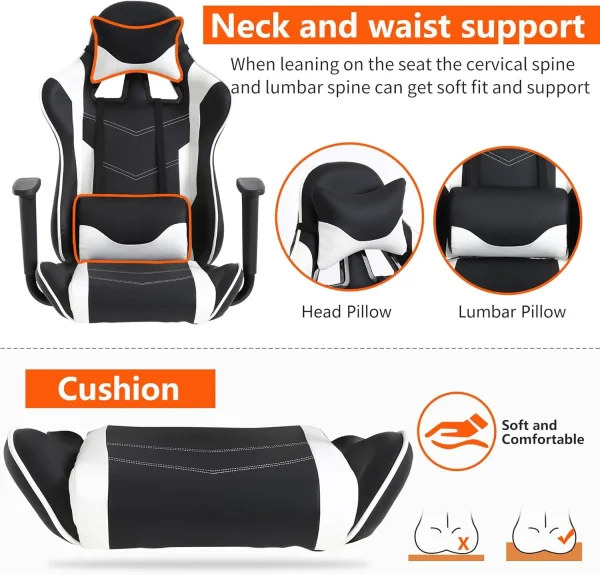 Paylesshere Office Chair Desk Chair Ergonomic Gaming Chair With Executive Pu Leather Computer Lumbar Support And Footrest